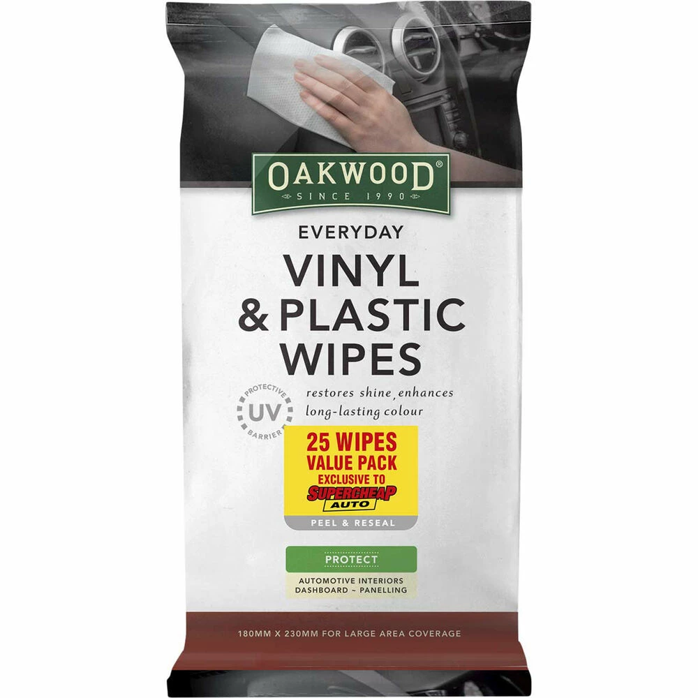 Oakwood Everyday Vinyl & Plastic Wipes 25 Pack 3 Oakwood Everyday Vinyl & Plastic Wipes 25 Pack